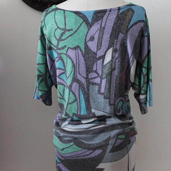 Y2K 2000's Custo Barcelona Sparkle Knitted Slouch Fit Sweater Tunic Top - Picture 3 of 4